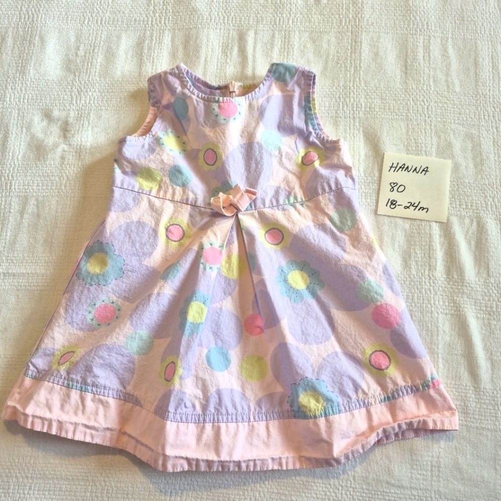 Hanna Andersson girls size 80 or 18-24 months pink purple sleeveless dress VGUC